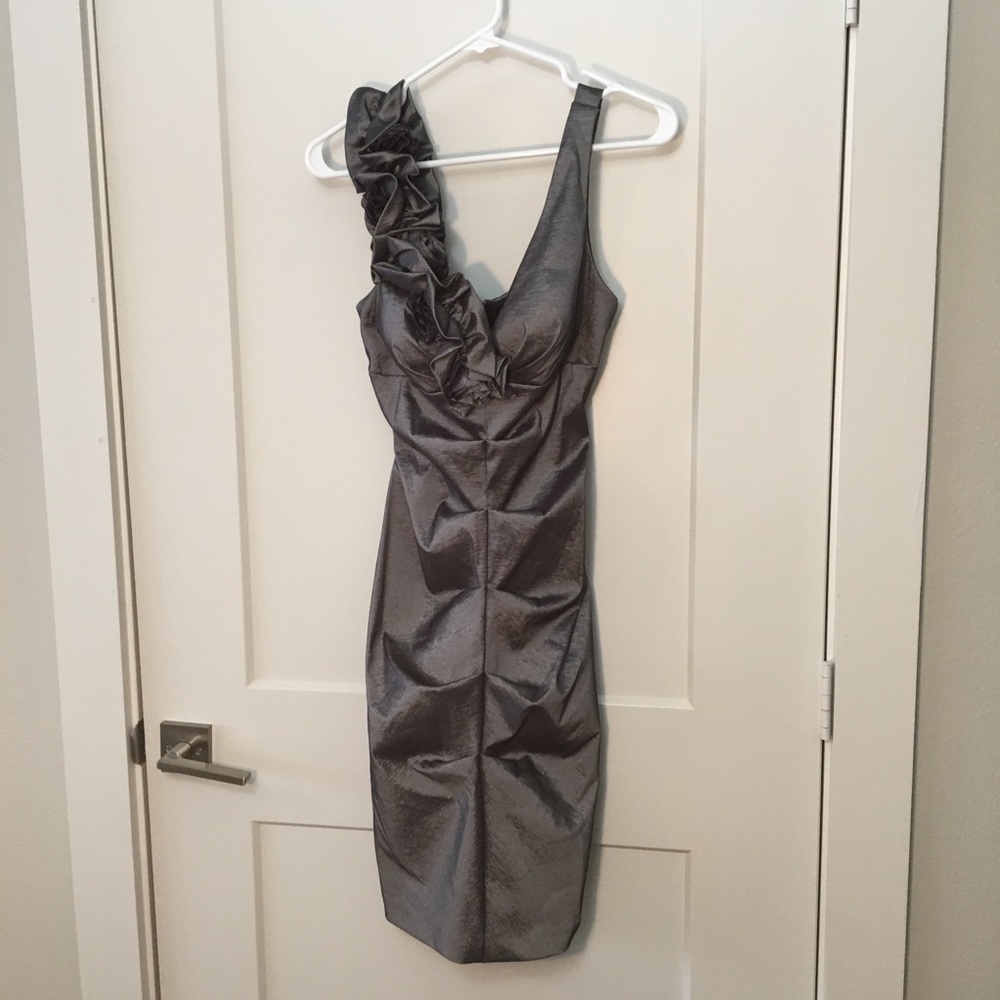 Knee long cocktail Silver Dress 
XSCAPE